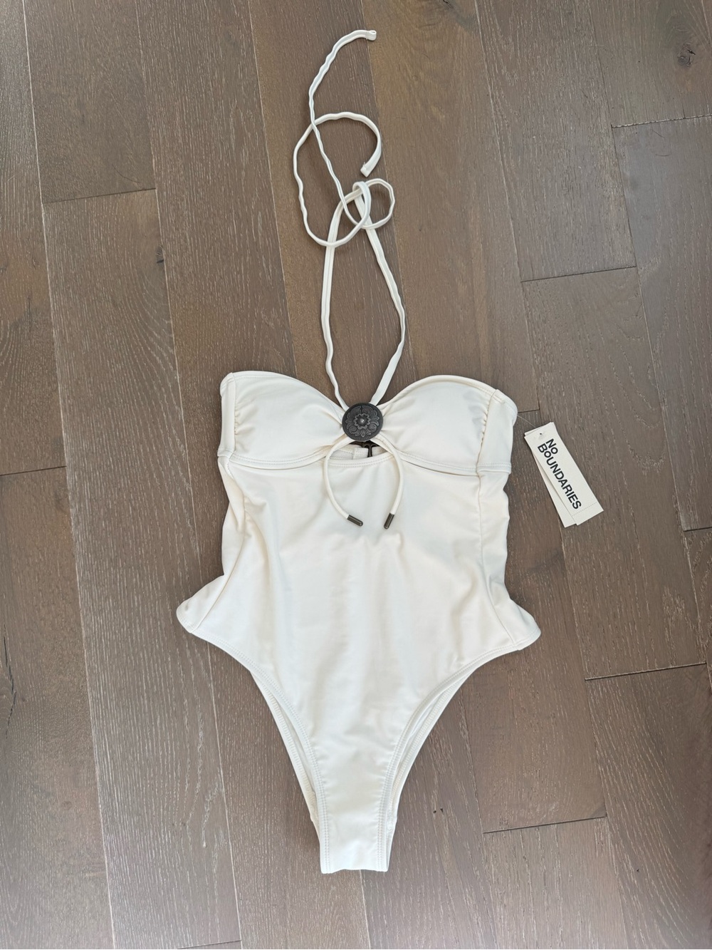 NWT- No Boundaries Cream Halter Western One-Piece Swimsuit